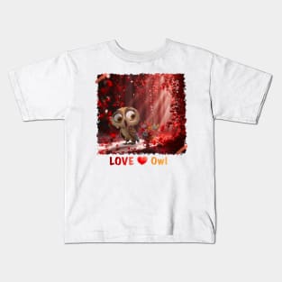 Owl with valentine heart Kids T-Shirt